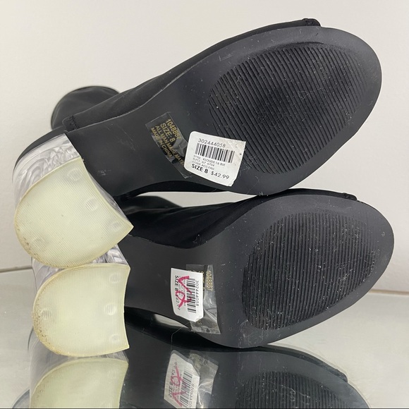 CHARLOTTE RUSSE Black Sock Clear Heels NEW - Picture 7 of 8